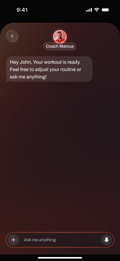 Chat conversation with the AI coach about adjusting a workout