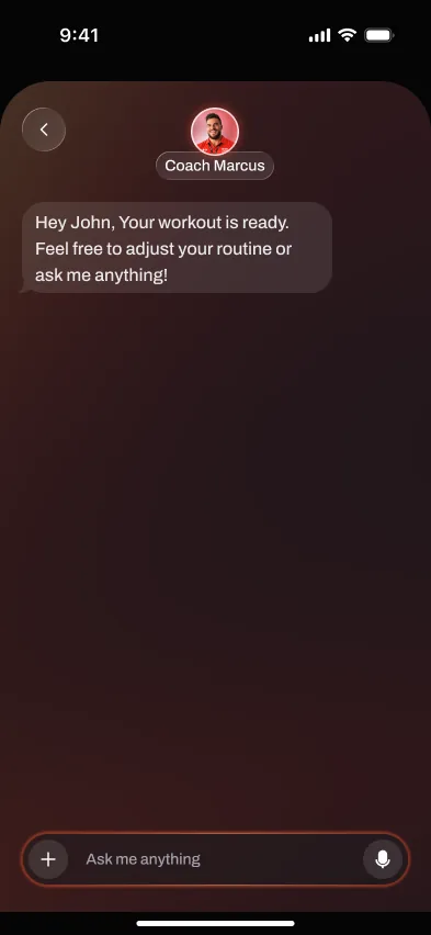 Brace AI coach chat explaining workout changes
